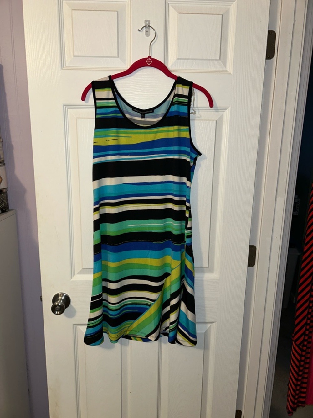 Sleeveless Striped Mini Dress in Blue & Green